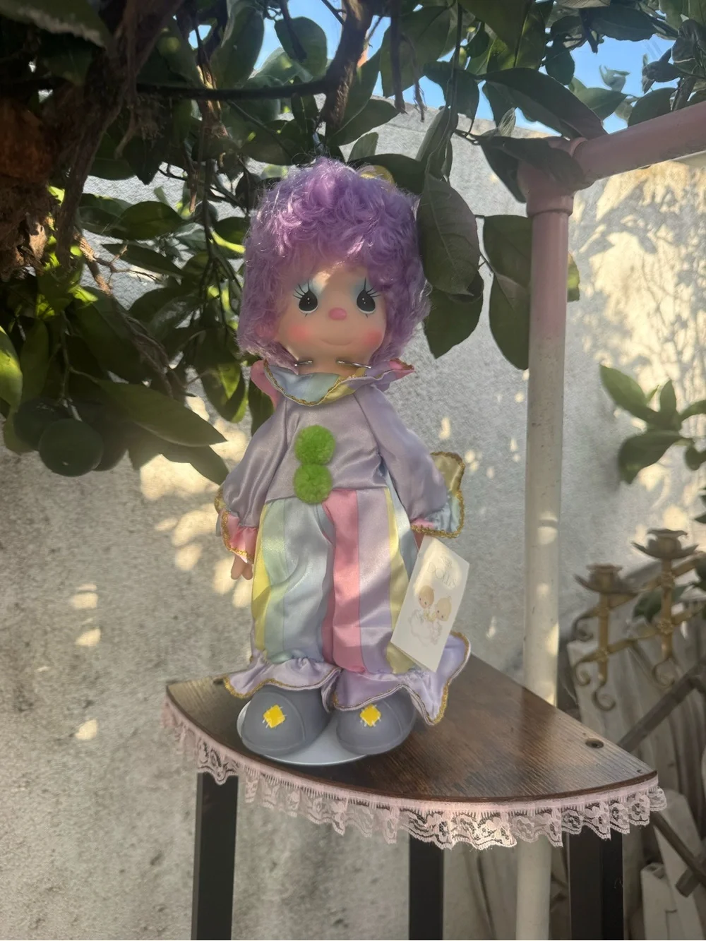 Precious Moments Purple Plush Clown Doll with Pastel Outfit